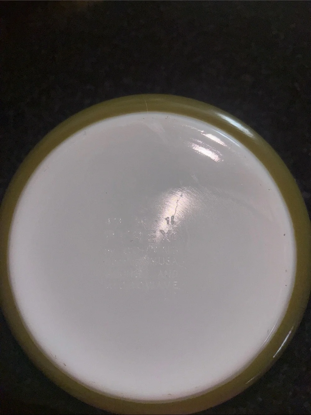 Pyrex Olive Green Floral Prep Bowl with White Flower Pattern